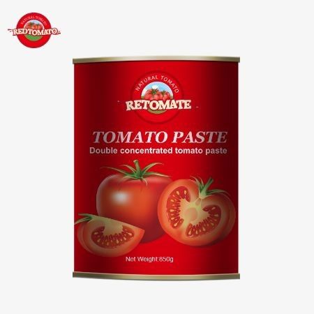 Une pâte de tomate en conserve de 850 g de qualité supérieure, avec une concentration de 28/30% de Brix.