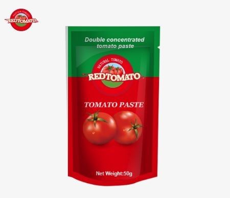 La pâte de tomate en sachet debout de 50 g est conforme aux normes ISO HACCP et BRC