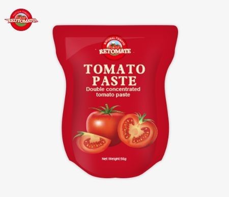 La pâte de tomate en sachet en gros, disponible en 56 g et 70 g, offre un produit pur sans additifs.