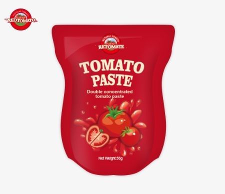 La pâte de tomate en sachet en gros est disponible en variantes de 56 g et 70 g, fournissant un produit pur sans aucun additif.