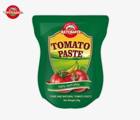 La pâte de tomate en sachet en gros est disponible en 56 g. Elle offre un produit pur sans aucun additif.