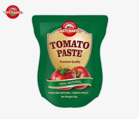 La pâte de tomate en sachet en gros est disponible en taille de 56 g et fournit un produit pur sans aucun additif.