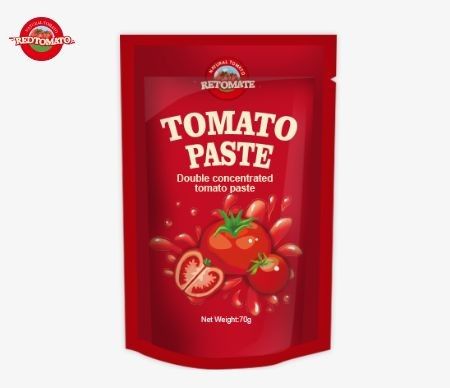 Des sacs de 70 g de pâte de tomate personnalisés par Perfect pour les emballages alimentaires avec impression personnalisée