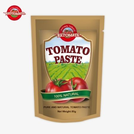 80 g de pâte de tomate en poche double concentrée, de pureté allant de 30% à 100%