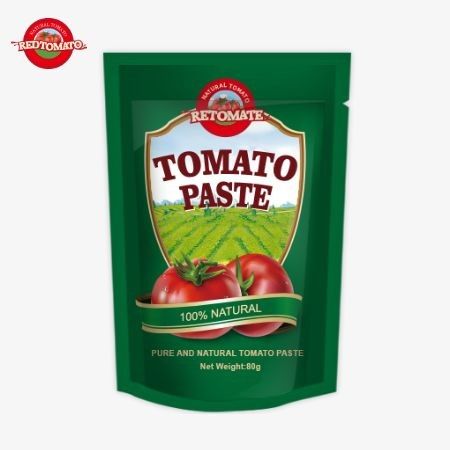 Une poche de 80 g de pâte de tomate double concentrée est offerte avec des niveaux de pureté allant de 30% à 100%