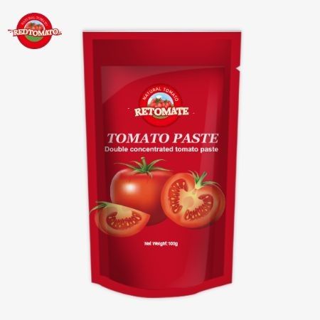 OEM 100g sachet debout contient une pâte de tomate double concentrée avec une pureté allant de 30% à 100%