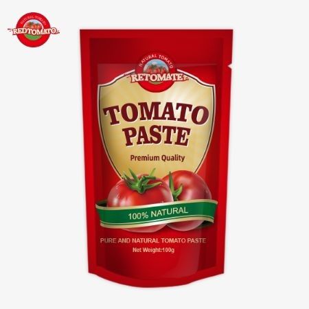 OEM 100g sachet debout contient une pâte de tomate double concentrée avec une pureté allant de 30% à 100%