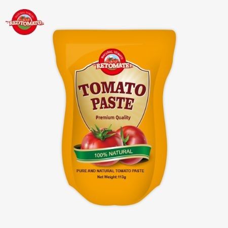 113g en sachette de tomate en position debout usine de pâte ISO HACCP BRC et FDA Norme de production