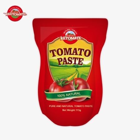 L'usine de pâte de tomate produit 113g de sachets debout suivant les normes de production ISO HACCP BRC et FDA