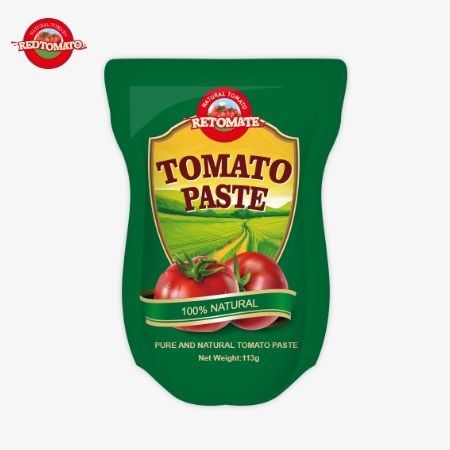 L'usine de pâte de tomate produit 113g de sachets debout suivant les normes de production ISO HACCP BRC et FDA
