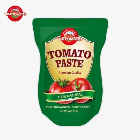 Pâte de tomate 113g Sachet debout conforme aux normes de production ISO HACCP BRC et FDA
