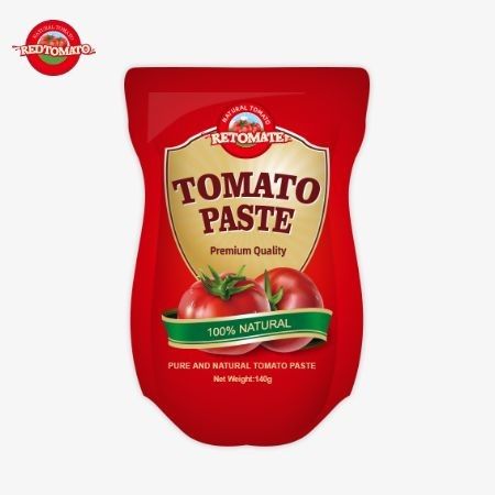 Sachet de pâte de tomates sucrées et aigres de 140 g, de pureté allant de 22% à 30%