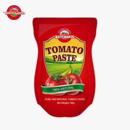 Sachet de pâte de tomate sucrée et aigre de 140 g, disponible à des niveaux de pureté de 22% à 30%