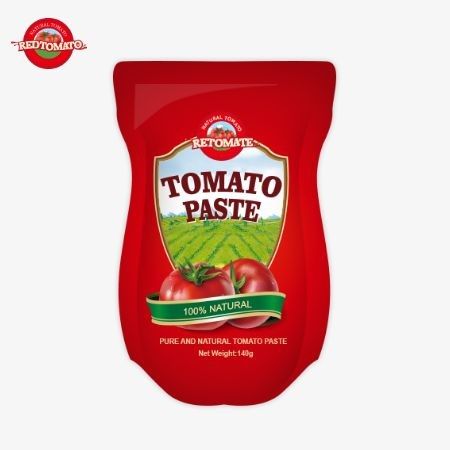 Sachet de pâte de tomates sucrées et aigres de 140 g, de pureté allant de 22% à 30%