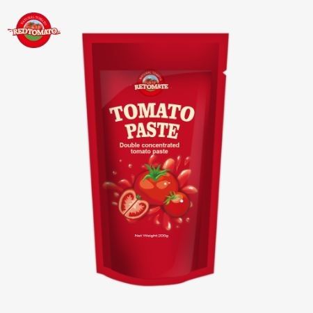 Le sachet de pâte de tomate de 200 g est conforme aux normes ISO HACCP et BRC, garantissant la conformité des prix d'usine