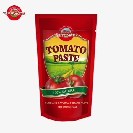Le sachet de pâte de tomate de 200 g est conforme aux normes ISO HACCP et BRC, garantissant la conformité des prix d'usine