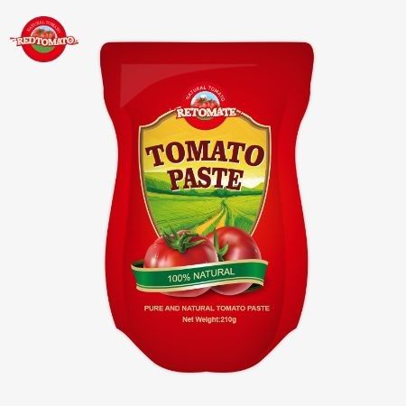 210g en sachet debout La pâte de tomate est fabriquée conformément aux normes de production ISO HACCP BRC et FDA