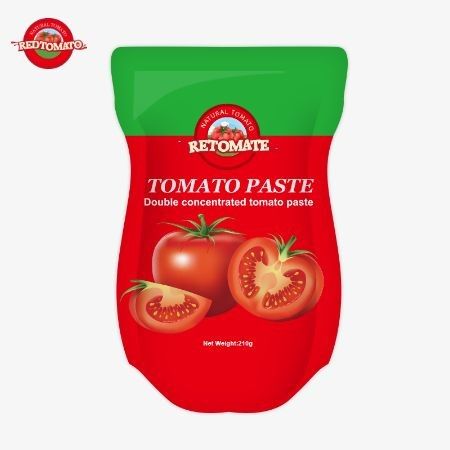 La production de pâte de tomate en sachet debout de 210 g est conforme aux normes de fabrication ISO HACCP BRC et FDA