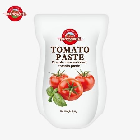 La fabrication de la pâte de tomate en sachet debout de 210 g est conforme aux normes de production ISO HACCP BRC et FDA