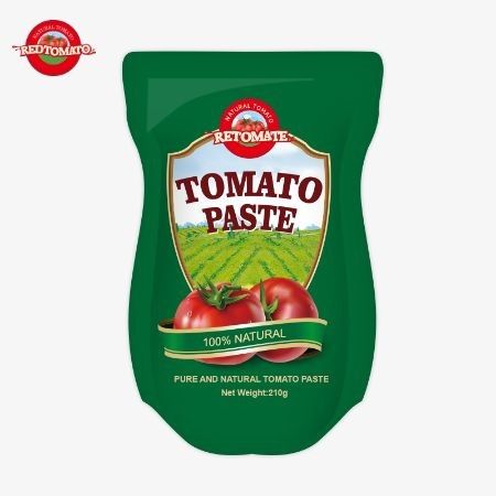 La production de pâte de tomate en sachet debout de 210 g répond aux normes de fabrication ISO HACCP BRC et FDA
