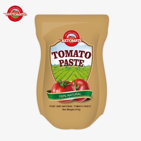 La production de pâte de tomate en sachet debout de 210 g répond aux normes ISO HACCP BRC et FDA