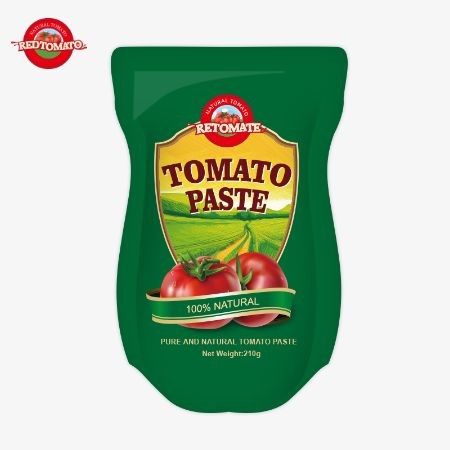 La pâte de tomate en sachet debout de 210 g est conforme aux normes de production ISO HACCP BRC et FDA