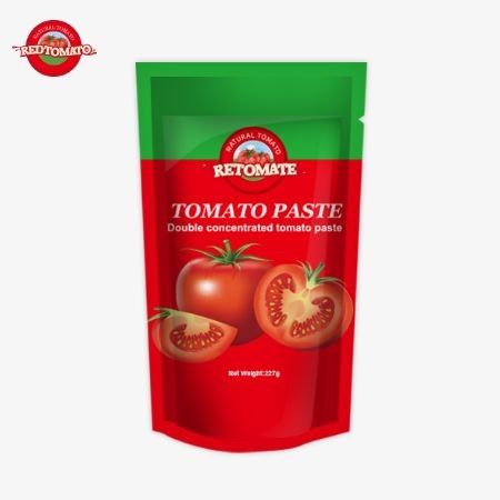 Pâte de tomate ISO en poche 227g Pâte de tomate concentrée à trois couches avec des niveaux de pureté de 30% à 100%