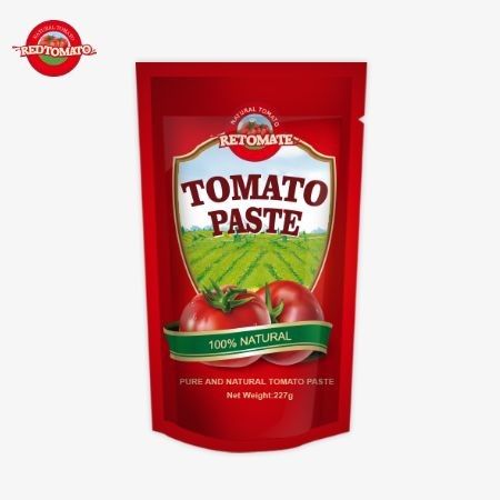 Pâte de tomate ISO pouch 227g Pâte de tomate double concentrée à des niveaux de pureté allant de 30% à 100%