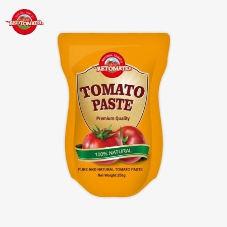 250 g de pâte de tomate dans une sacoche en standing-up douce et aigre, avec 30% à 100% de pureté