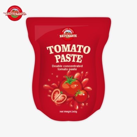 Le sac de pâte de tomate de 340 g est conforme aux normes ISO HACCP et BRC pour les prix d'usine