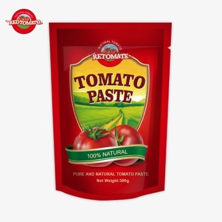 Le sac de pâte de tomate de 500 g offre un emballage pratique et une saveur délicieuse