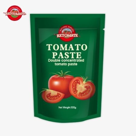 Le sac de pâte de tomate de 500 g offre un emballage pratique, une saveur riche et une pureté allant de 30% à 100%.