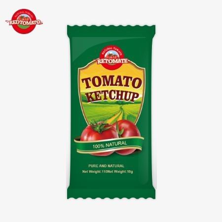 10 grammes de ketchup de tomate fournit une saveur douce et riche en utilisant des ingrédients naturels, offerts à un prix d'usine