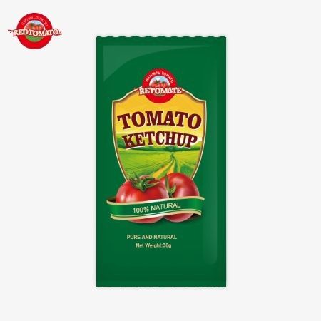 30g de sachet de ketchup de tomate OEM avec une saveur naturelle pure répond aux normes ISO HACCP BRC et FDA pour la qualité et la sécurité