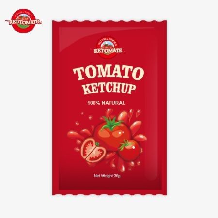 Sachet au ketchup de tomate OEM de 36 g avec une saveur naturelle pure répond aux normes ISO HACCP BRC et FDA