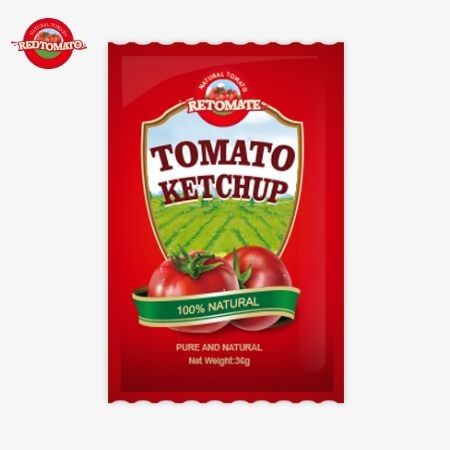 Sachet de ketchup de tomate de 36g OEM de l'usine chinoise fabriquée avec des ingrédients naturels purs offerts au prix d'usine