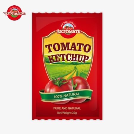 Sachet de ketchup de tomate OEM 36g fabriqué en usine en Chine avec des ingrédients naturels purs disponibles au prix d'usine