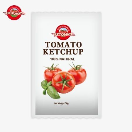 Sachet de ketchup de tomate OEM de 36 g fabriqué en usine en Chine avec des ingrédients naturels purs offerts à prix d'usine