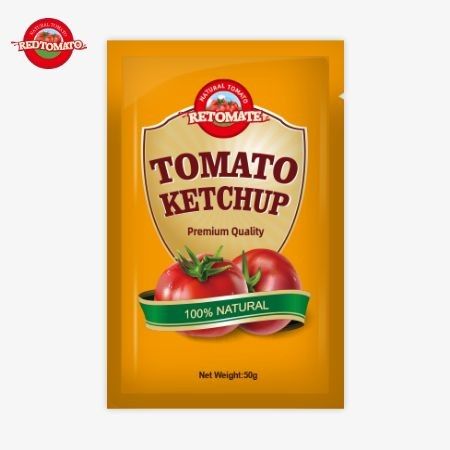 Prix d'usine 50g Sachet de ketchup fournit un emballage pratique et facile à utiliser pour une consommation agréable