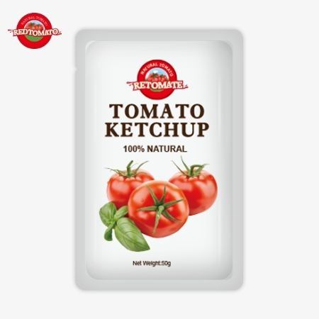 Nous offrons des sachets de ketchup personnalisés de 50 g certifiés par ISO HACCP et FDA.