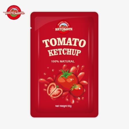 Distribution mondiale de sachets de ketchup personnalisés de 50 g pour une qualité élevée et certifiés par ISO HACCP et FDA