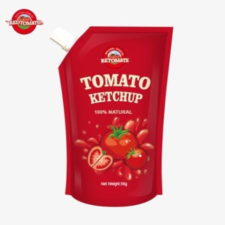 Le ketchup en sachets de 56 g certifié ISO a une saveur naturelle pure et répond aux normes internationales de production.
