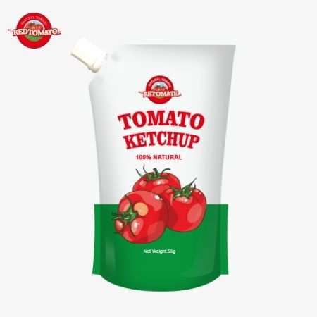 Sachet de ketchup pur à saveur naturelle de 56 g selon la norme ISO, conforme aux normes internationales de production