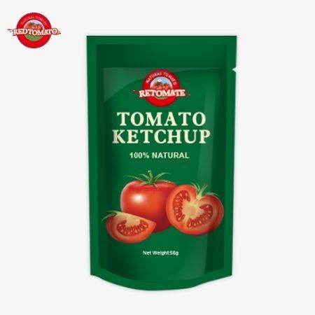 56 g de sachets de ketchup à saveur naturelle conformes aux normes internationales de production