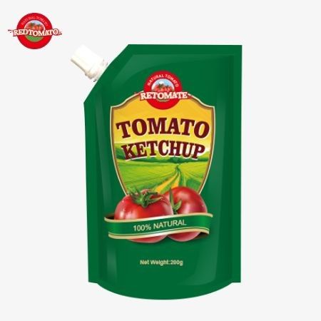 Nous produisons des sachets de 200g de ketchup qui répondent aux normes internationales et sont disponibles à des prix d'usine