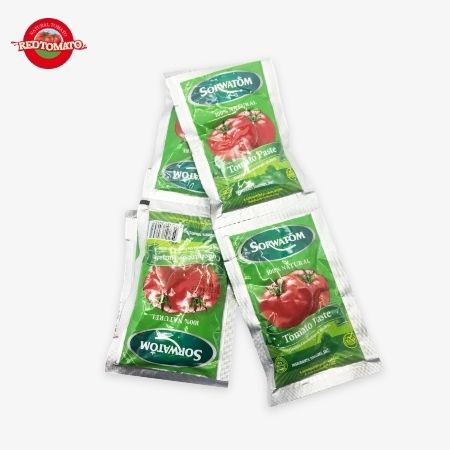Sachet plat de 70g de concentré de tomate, Brix 28-30%, disponible sous la marque Retomate ou personnalisable avec votre propre marque (OEM)