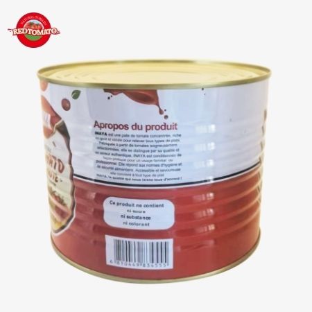 INAYA 2200g Concentré de tomate en conserve avec un couvercle difficile à ouvrir, concentré à Brix 28–30%, disponible avec services de conception d'emballage.