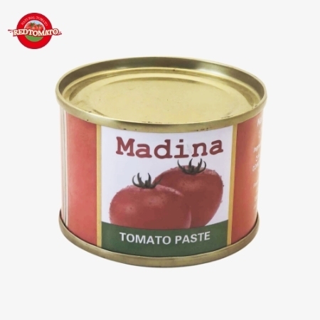Madina 70g Pâte de tomate en conserve avec Brix 28% 30% Fournir la marque et le design de l'emballage