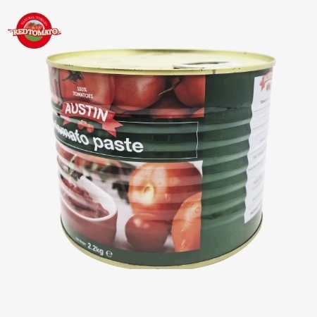 AUSTIN 2200g en conserve de pâte de tomate avec un Brix de 28 à 30% disponible sous notre marque et avec un service complet de conception de marque et d'emballage