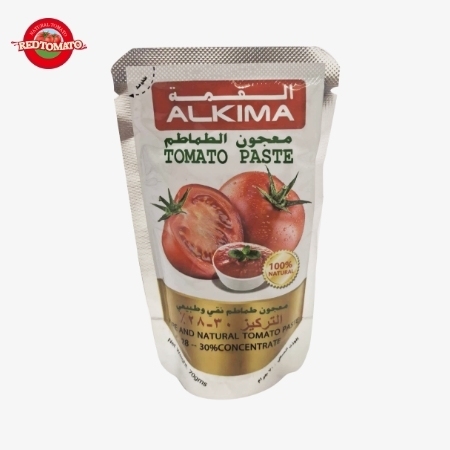 ALKIMA  Sachet de 70g de concentré de tomate en sachet refermable 28–30% Brix : Marque Retomate ou OEM personnalisable